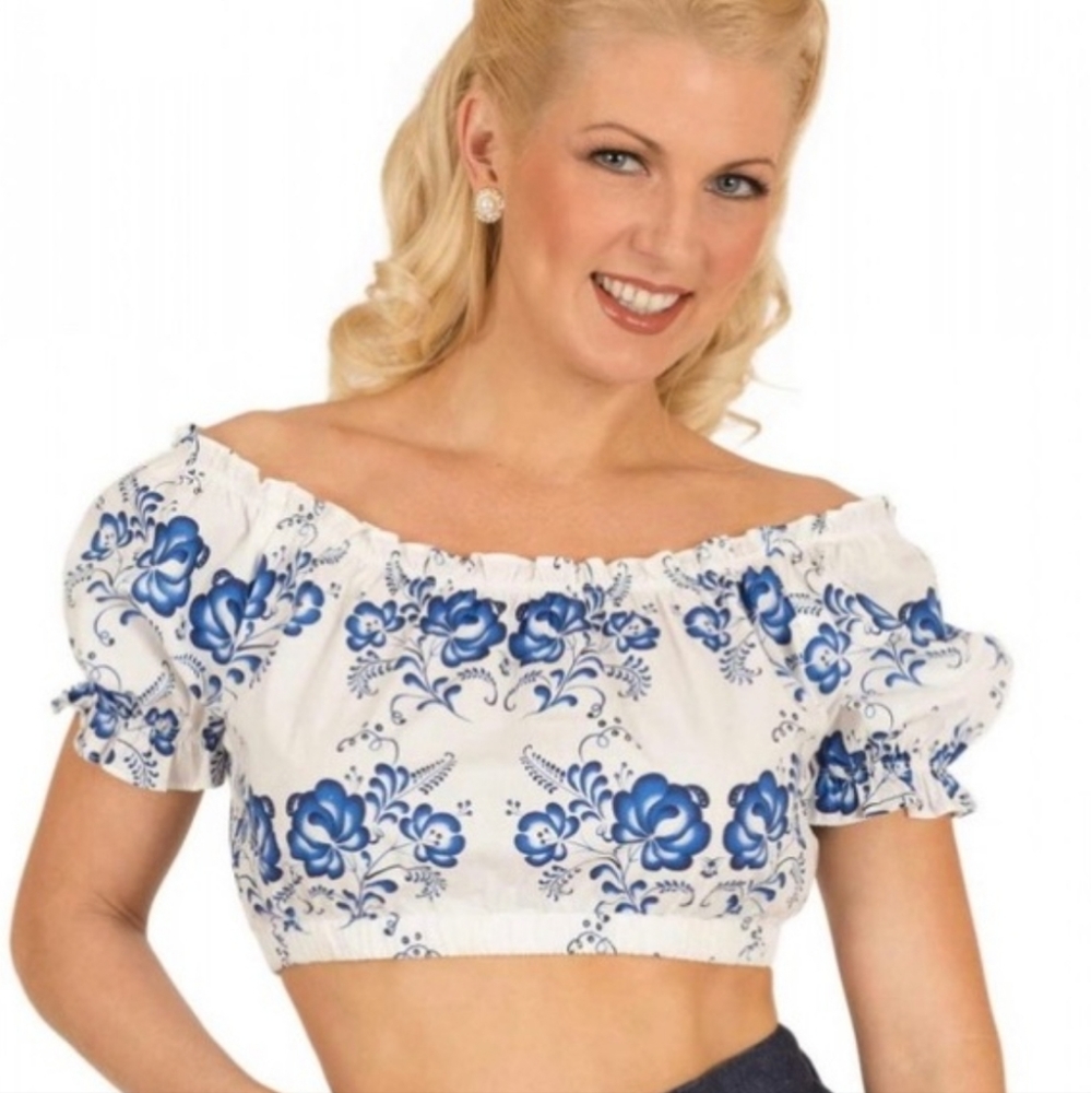 Tatyana Blue Floral Crop Top